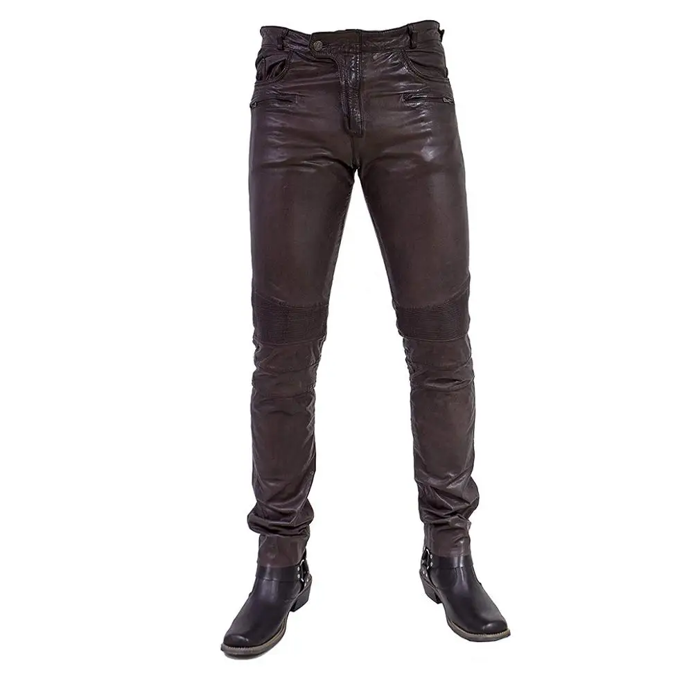 Top quality lamb Leather Pants 2021 Clothes New Trendy High Quality Casual Fashion Straight Leg Leather Pant