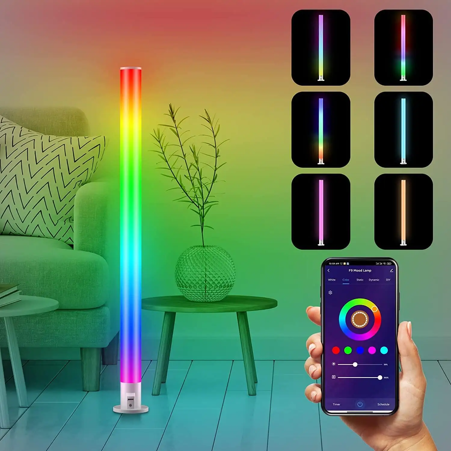 Original design high quality 360 degree emitting corner standing rgb led mood lamp with Tuya APP