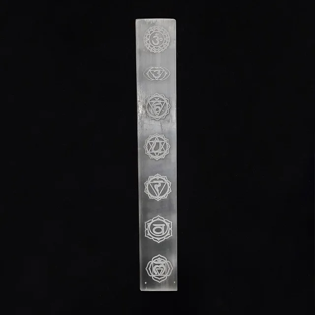 High Quality Natural Crystal Healing Selenite 7 Chakra Charging Plate Engraved Selenite Stick Spiritual Healing Plate Chakra