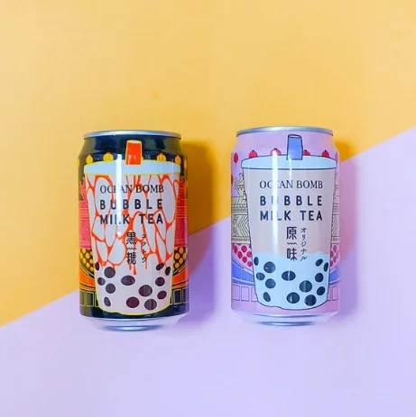 
Made in Taiwan high quality Ocean Bomb Original Bubble Milk Tea Drink can drink easy to take soft drink Black Sugar 
