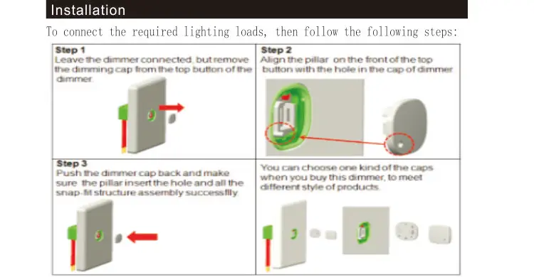 Push button LED Dimmer SAA CE approval 300W