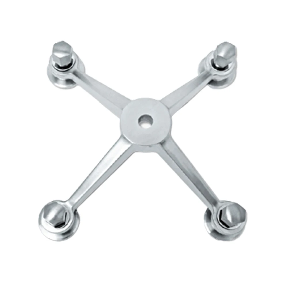 4 Arms Spider Connected Glass Polished Stainless Inox 304