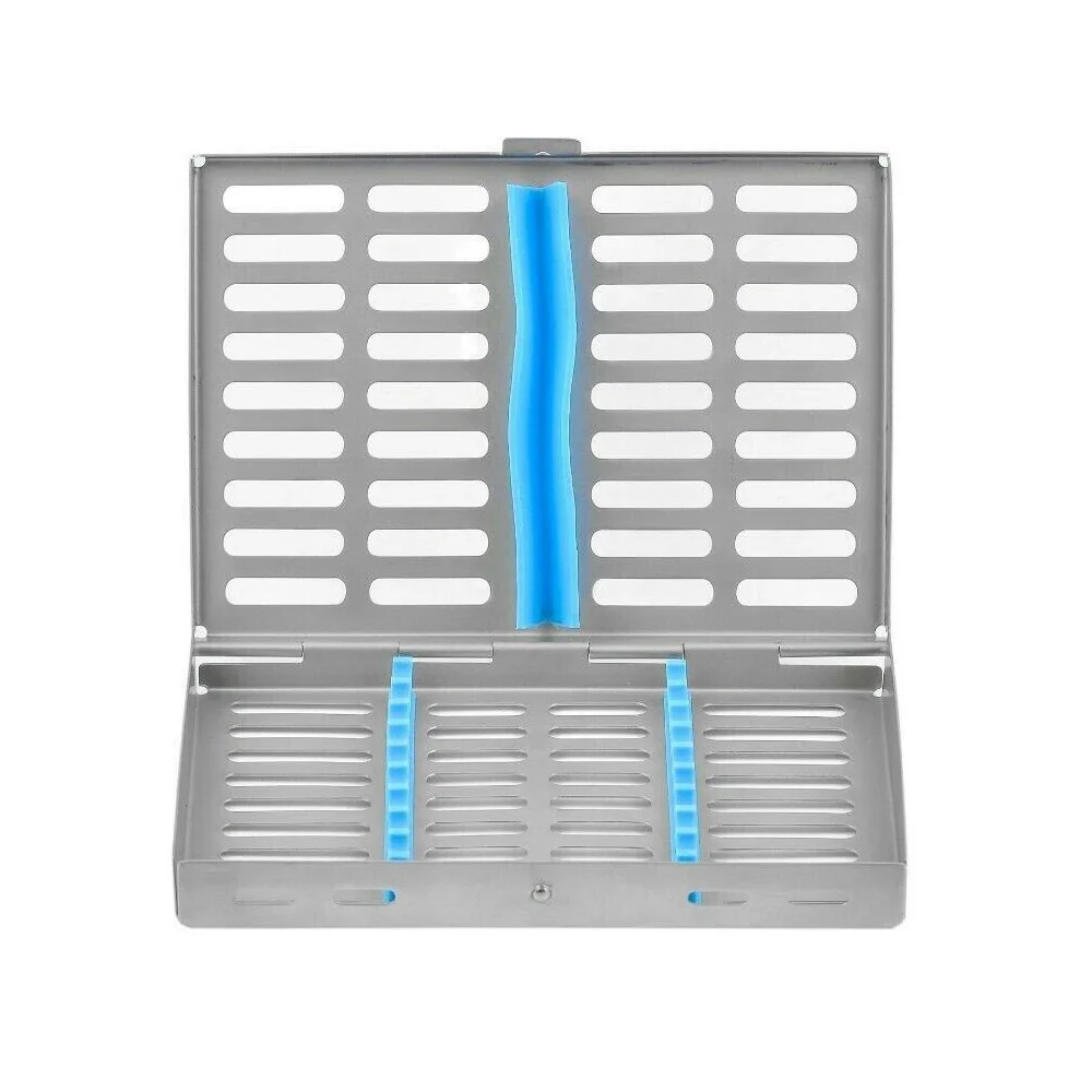 Stainless Steel Instrument Tray Lab Instrument Dental Tool Organizer Holder with Lid and Handle Grip.