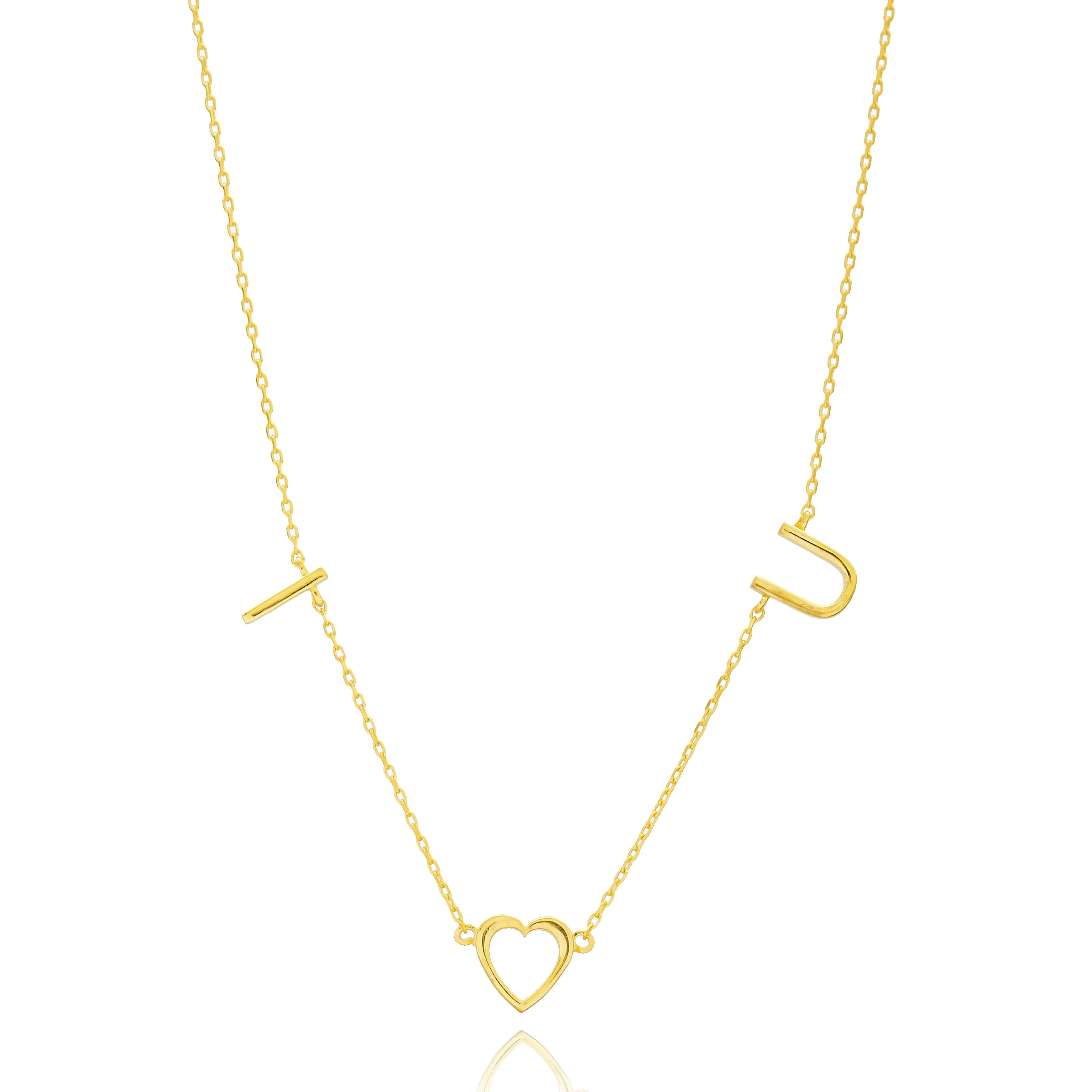 Fashionable Minimalist Design Letter I Love You Necklace Turkish Wholesale Handcrafted 925 Sterling Silver Jewelry