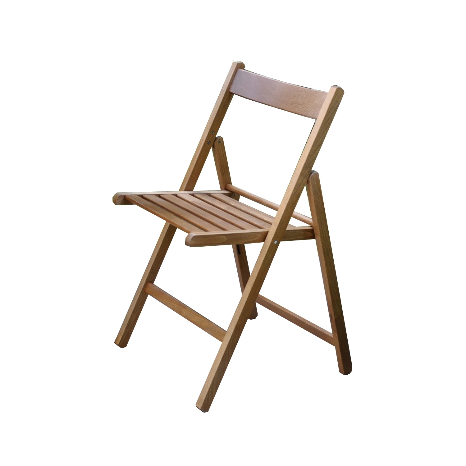 Premium quality Italian folding chair in beech wood with curved shoulder walnut color Happy Hour for indoor and outdoor use