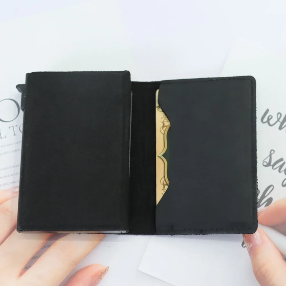 Secure Credit Card Wallet, Credit Card Holder RFID Wallet, Minimalist Card Holder Leather Wallet Black - Conceal Plus