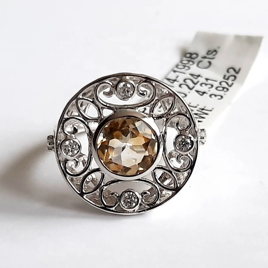 Designer Ring with Real Citrine Gemstone in 925 Sterling Silver Very Attractively Designed Gemstone Silver Ring