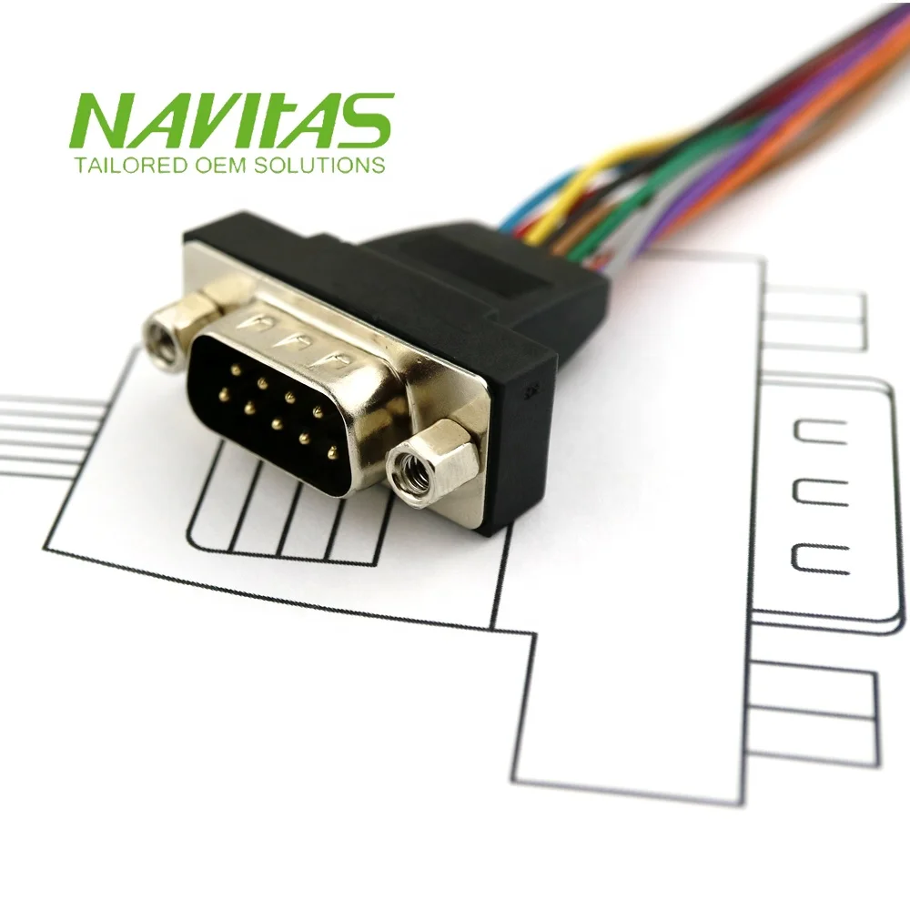 D-SUB DB9 Male 9 Pin Connector Display Cable  PVC Jacket Cable Assembly