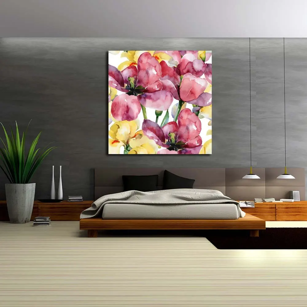 
Brilliant Pictoral Pitaara Box Purple Tulips & Yellow Irises D1 Canvas Painting MDF Frame 