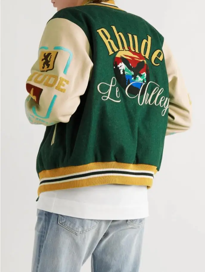 2021 горячая Распродажа OEM Вышитые дизайнерские эмблемы шерстяная фетровая куртка-бомбер для мужчин