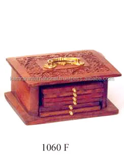 Wood carved playing card box