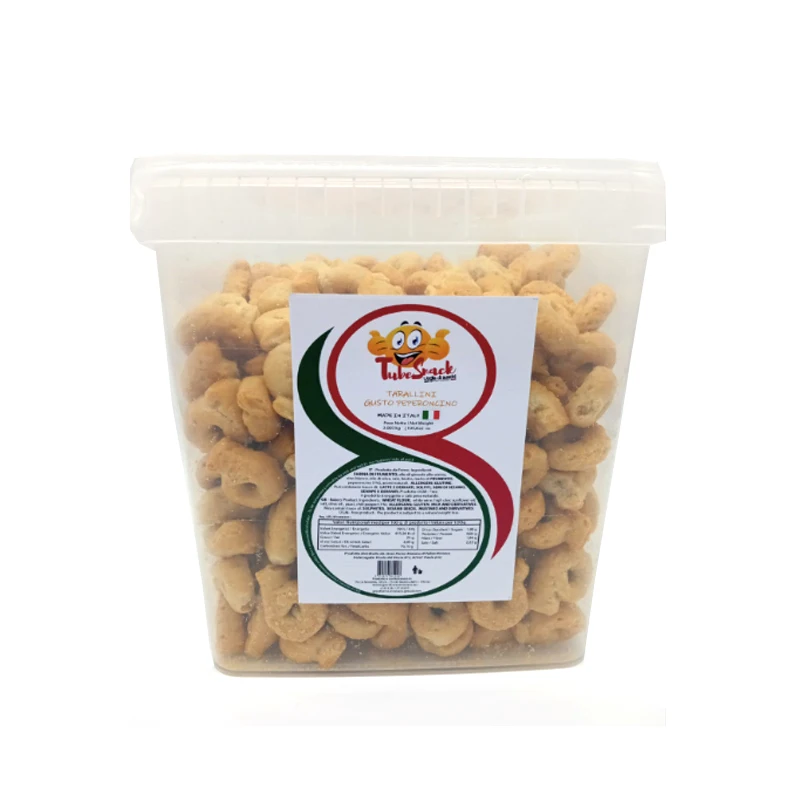 Top Quality Taralli al peperoncino bakery product Made in Italy  Artisanal Calabria 2,2 kg snack box plastic packaging