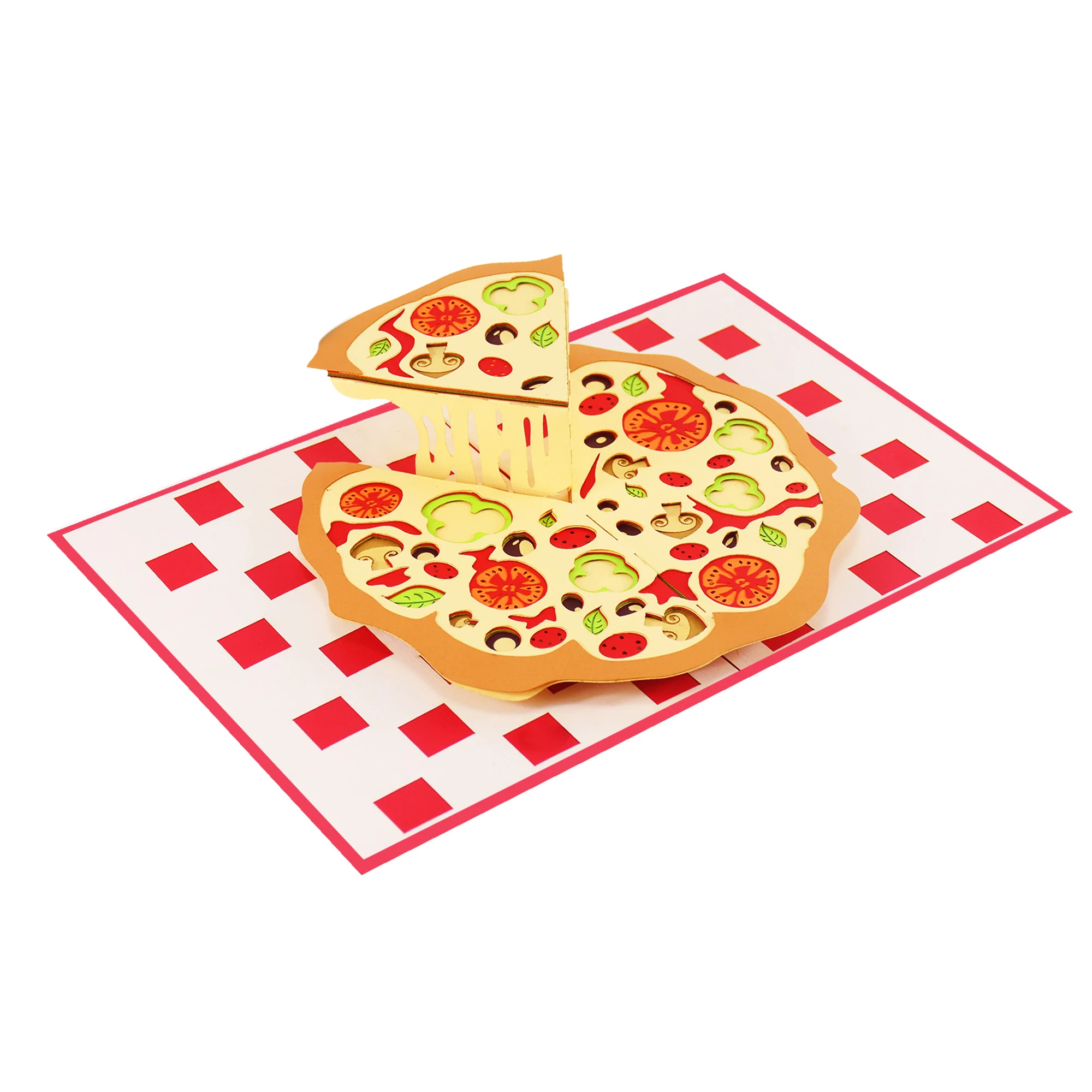 Congratulations Pizza 3D Pop up greeting card Wholesales Handmade Vietnam Custom Design Handmade Cheap Price