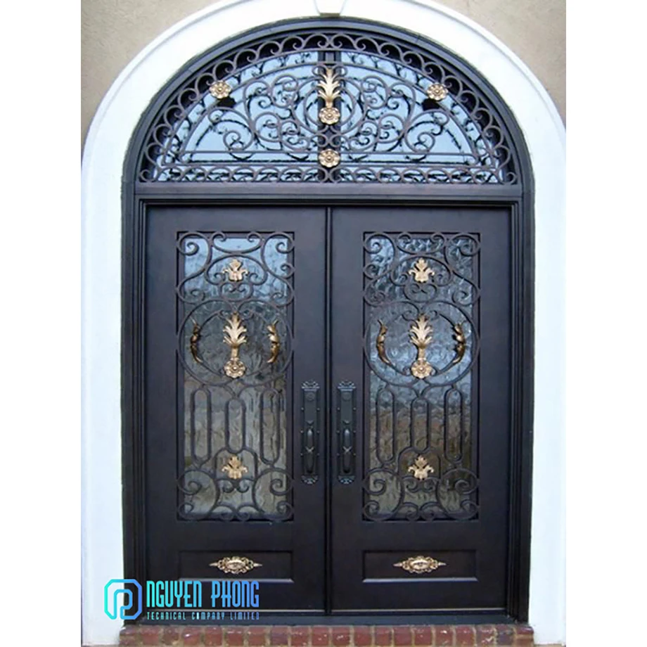 Wholesale Factory In Bulk Simple Wrought Iron Double Entrance Front Doors