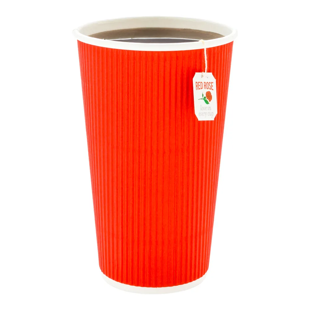 
20 oz Red Paper Coffee Cup - Ripple Wall - 3 1/2