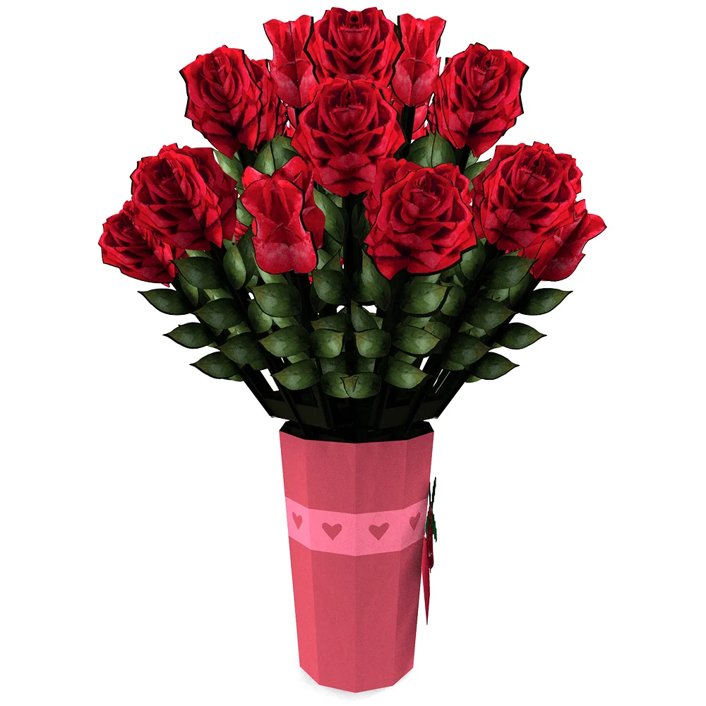 Christmas rose flower bouquet 3D Pop up card Holidays Greeting cards Creative Handmade laser cutting cards