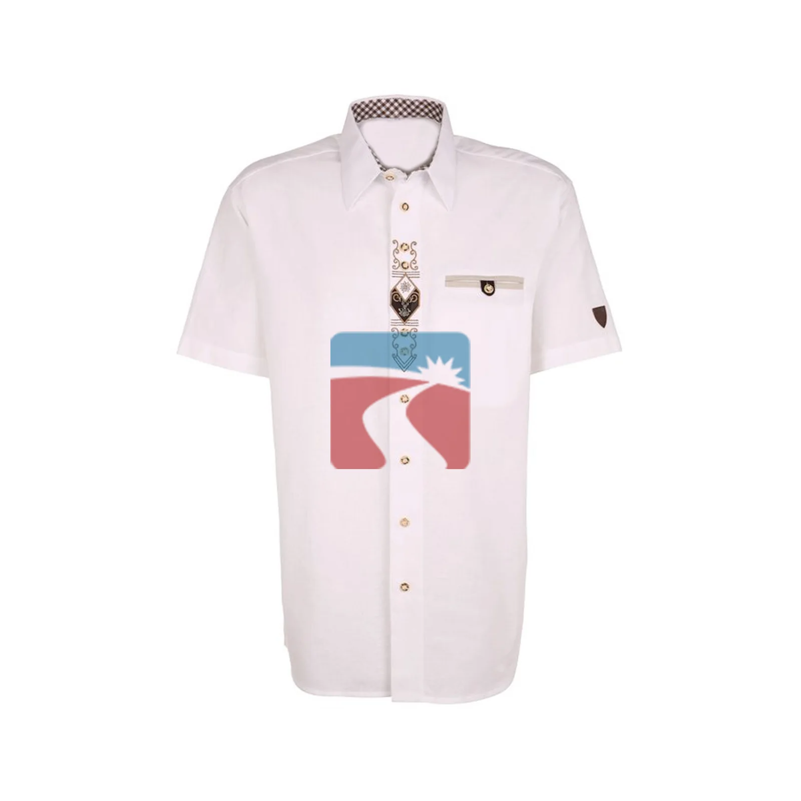Oktoberfest Bavarien Shirt Trachten Shirt Checkered with crimpable Sleeves Wiesn (German Bavarian Shirt) 100% Premium Cotton