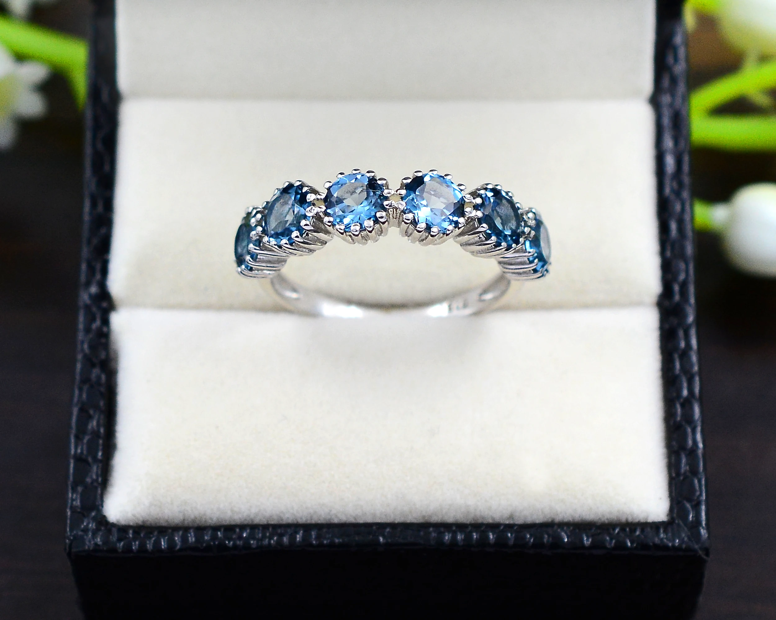 Wholesale Supplier Natural London Blue Topaz 5 mm 925 Sterling Handmade  Silver Ring women jewelry manufacturer from India