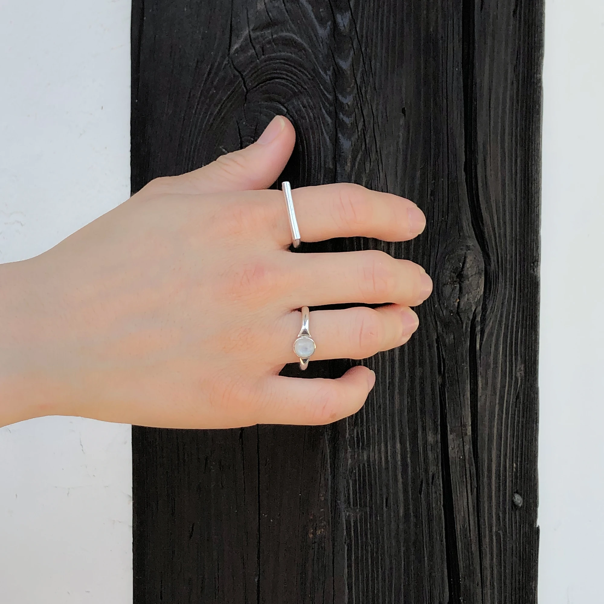 
Korea handmade moonstone 925 sterling silver ring women jewelry 