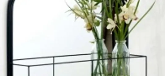 Trending Customised Rectangle Wall Mirror with Hooks Home storage Home Decor Wall & Display Shelves Antique Shelve Black Colours