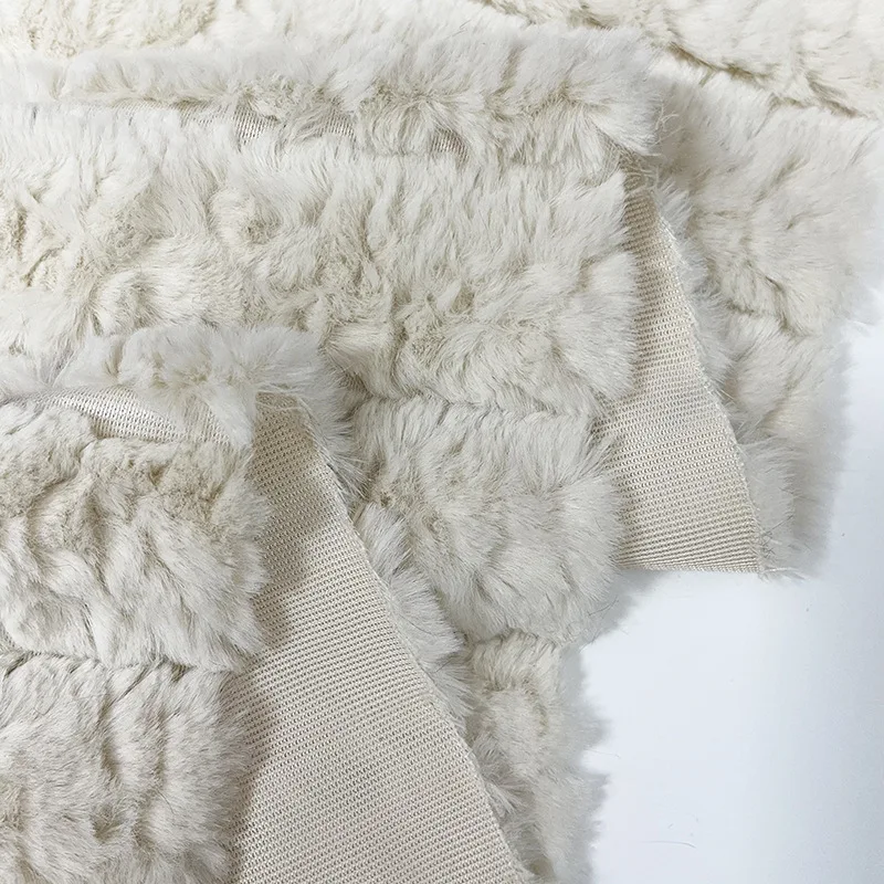 Chinese polyster Imitated rabbit hair cut flowers pong flowers Home textile toys crafts print polyester plush fabric for blanket