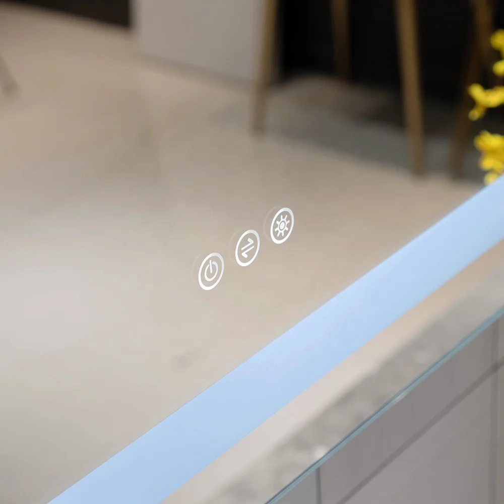 Прочное прямоугольное индивидуальное большое настенное зеркало для отеля, умное зеркало для ванной со светодиодной подсветкой