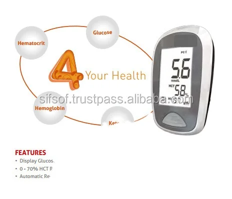 Hemoglobin ,ketone, Glucose, Hemoglobin Meter, 4 in 1 Monitoring System, SIFGLUCO-5.1