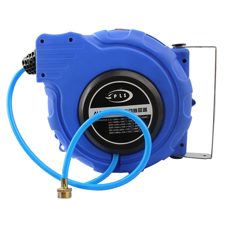 Blue electric  hoses reel for car wash steel wire pipes plastic hose reel sprayer