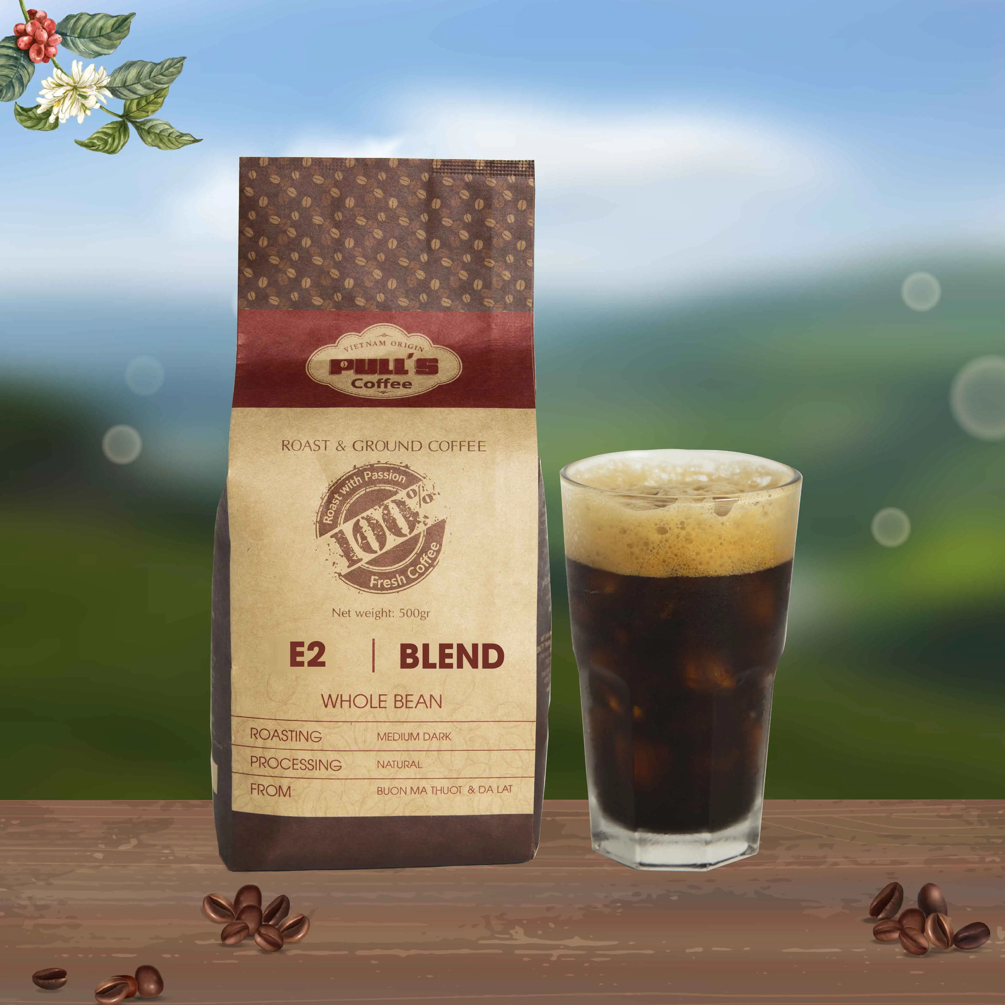 Вьетнам высокое качество зернах E2 кофе-тянет Кофе бренд