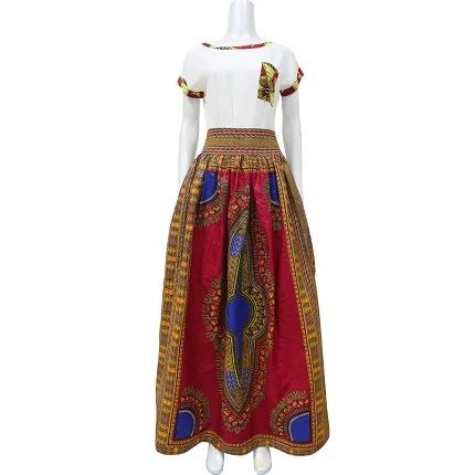 Manufacturer Exporter Supplier Long Maxi Skirt Elastic Waist Ankara Skirt African Ethnic Dashiki Print Skirt