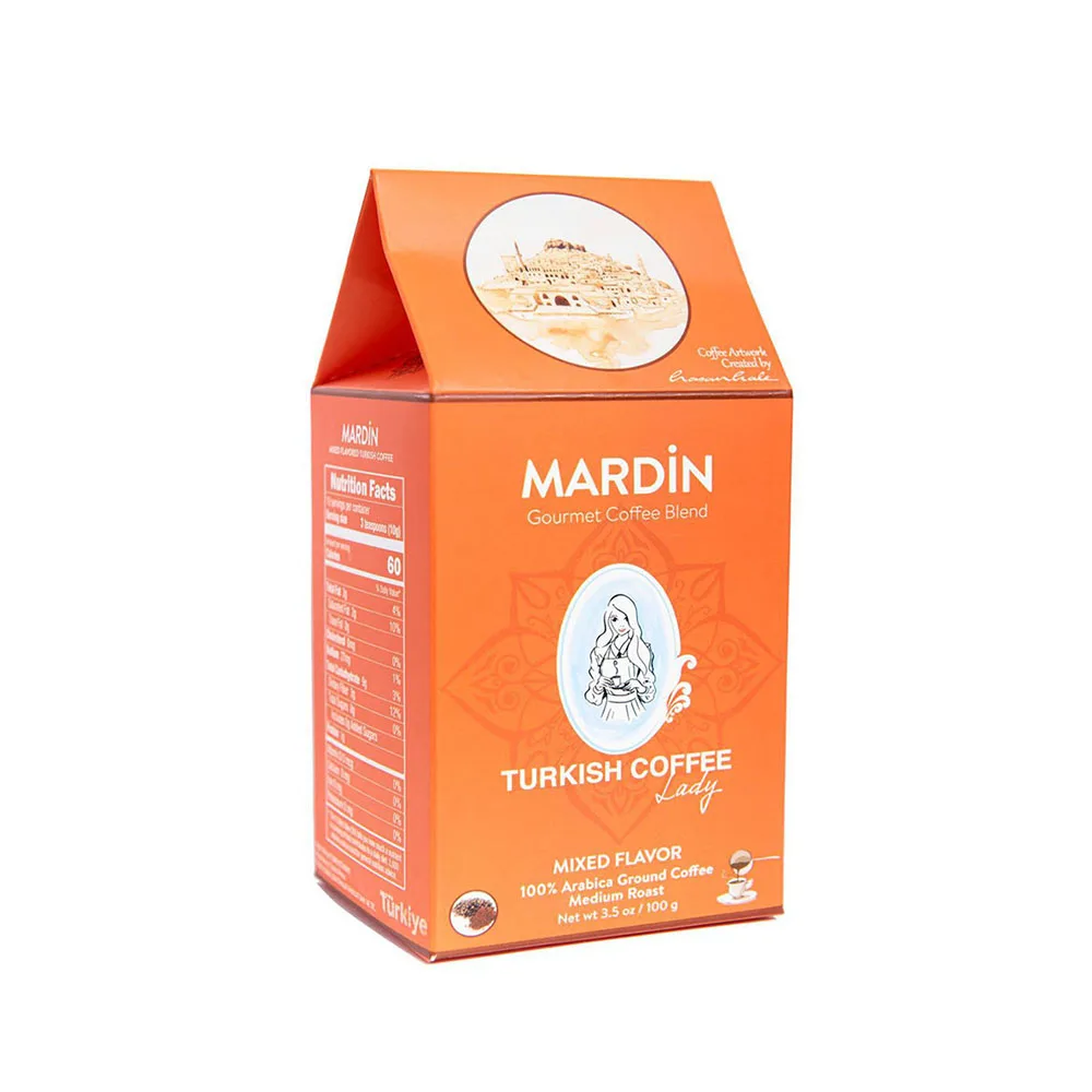 Mixed Turkish Coffee Lady Mardin Gourmet Coffee Blend 100g Flavor 100% Arabia Ground Coffee Medium Roast 1 % Brix Arabica 0.1 Kg