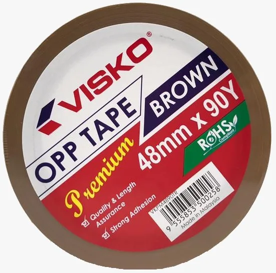 
 Односторонняя коричневая пластиковая лента Visko 48 мм X 90Y для запечатывания картона из малайзии  