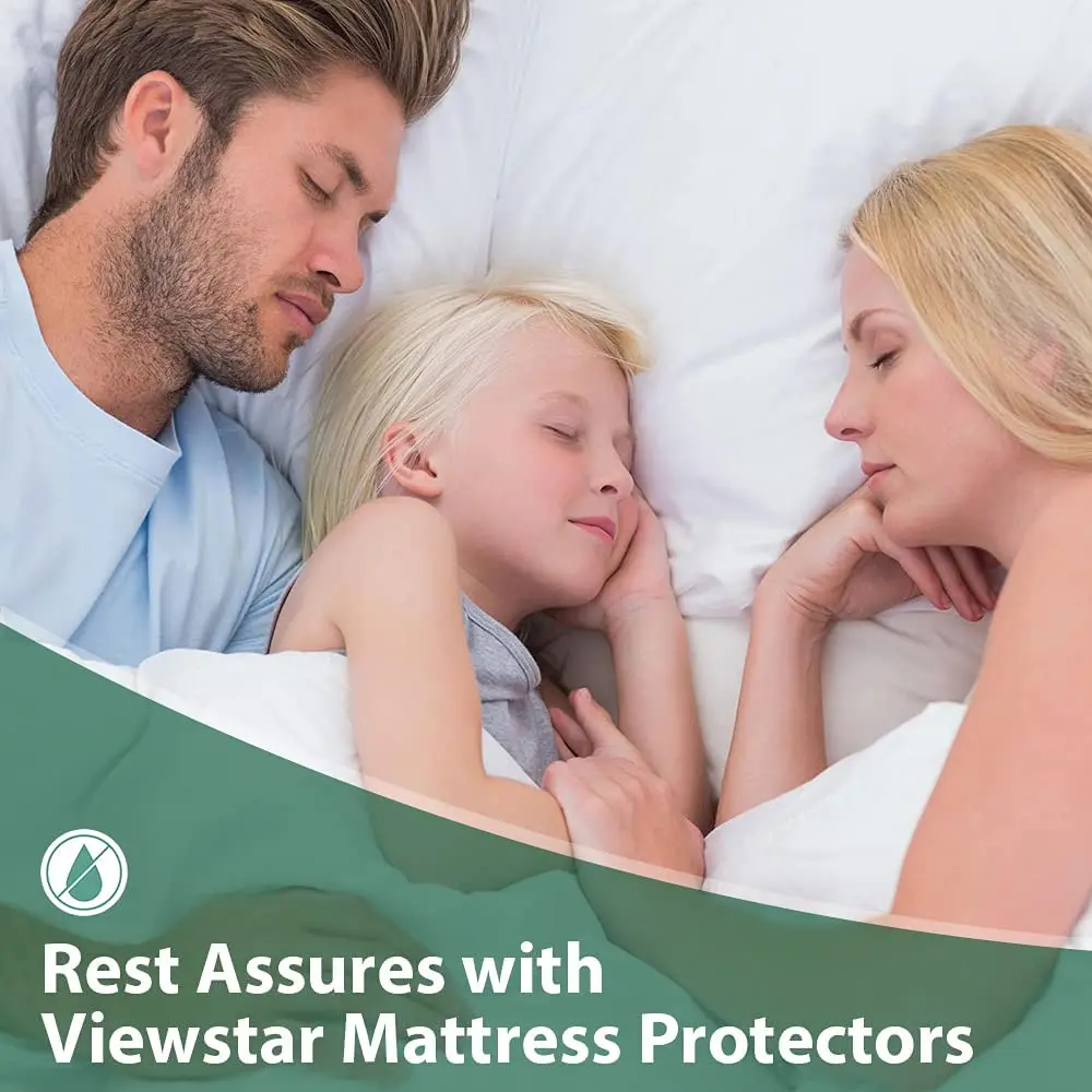 Waterproof Mattress Protector , Noiseless Mattress Protection Bed Cover, Breathable Cooling Cotton Surface and Vinyl Free TPU