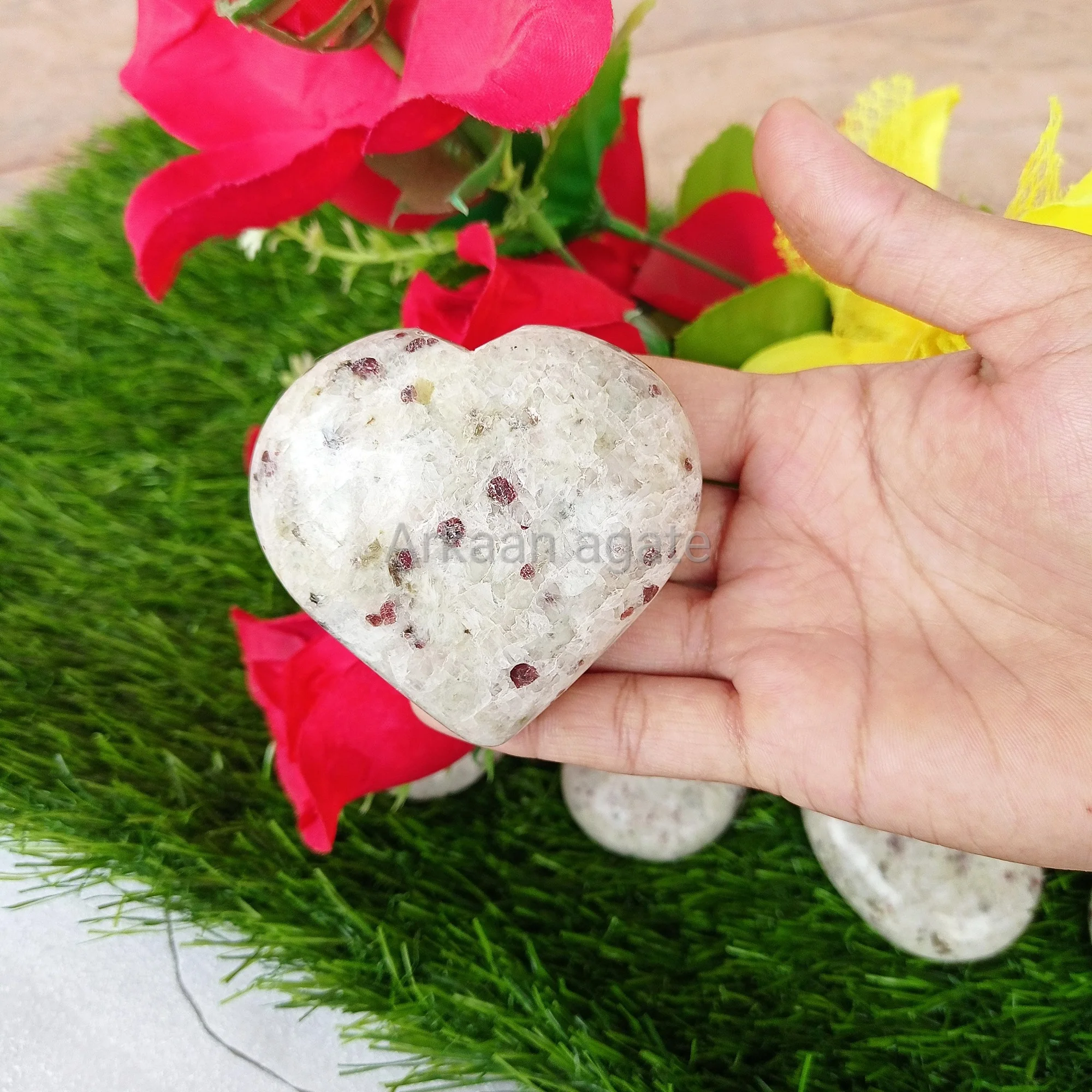 Wholesale Crystal Ruby In Marble Matrix Puffy Heart Gemstone Indian puffy Heart hand polished hand made sun shine For Massage