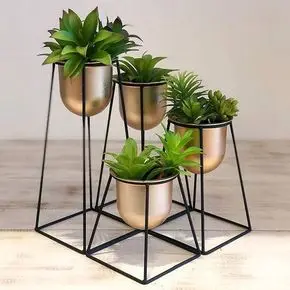 Уличные и комнатные многоугольные металлические вазы/Золотые Большие цветочные горшки/горшки для деревьев растений набор из 2/3/5