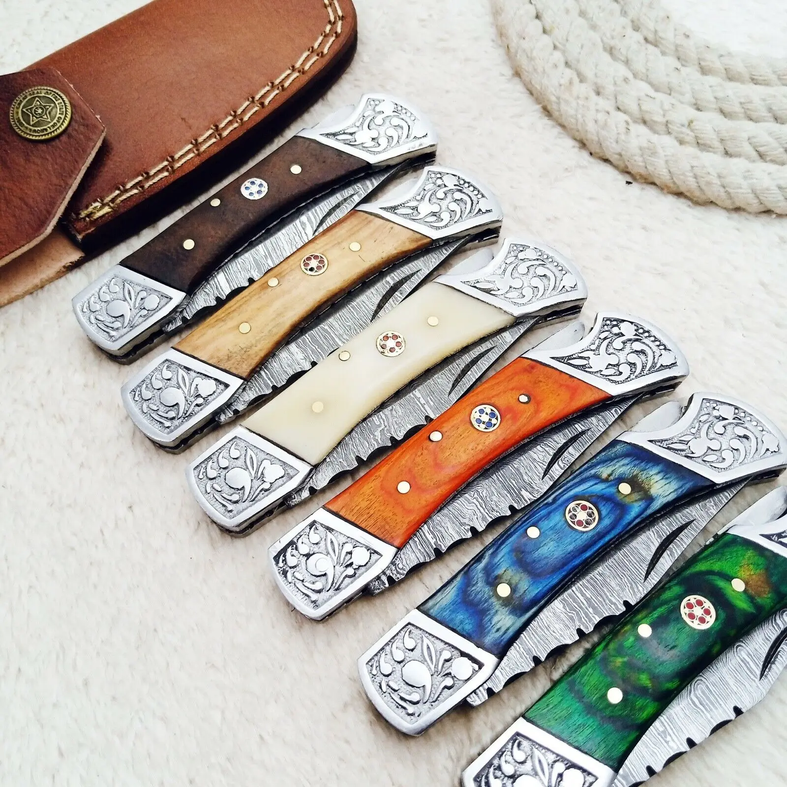 2021 Hot Selling High Hardness Wild Survival Multi Function Damascus Blade folding knife pocket knives