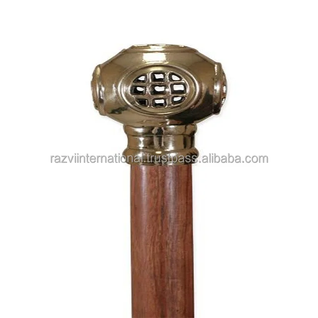 Modern Elegant Handmade Fancy Natural Wood Metal Handle Walking