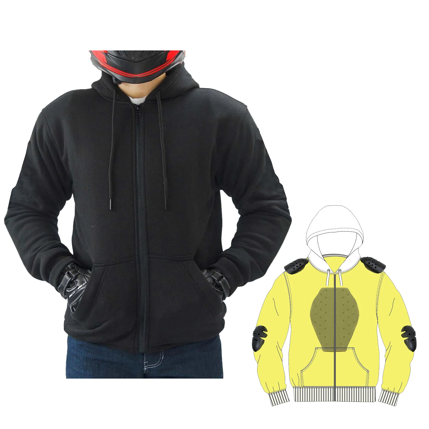 Best manufactured motor bike fleece hoodie, CE Approved kevlar hoodies for unisex, Prime Protection
