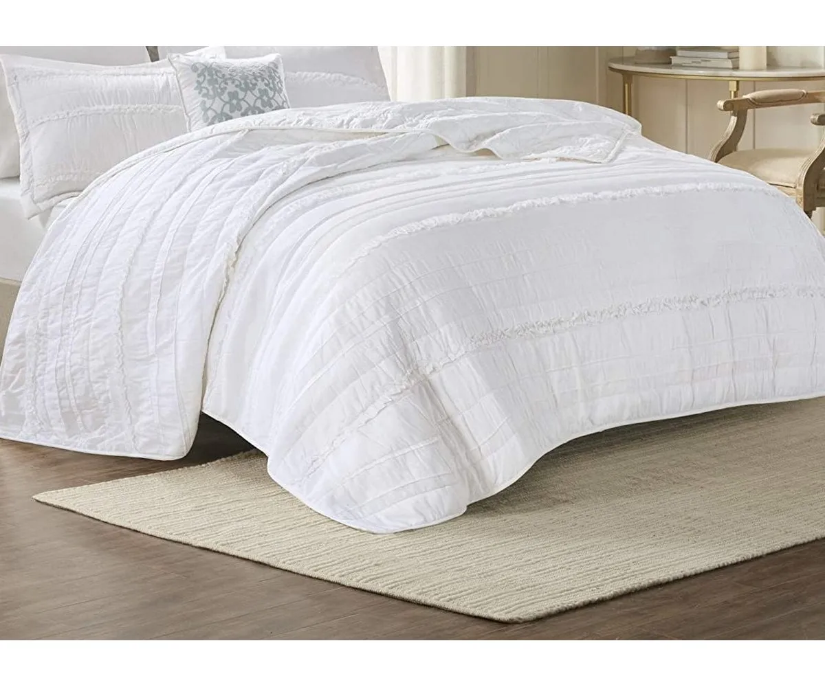 Luxury Wedding  washed cotton quilts solid embroidered quilted bed cover sheets