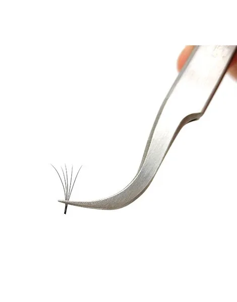 Eyelash Extension Tweezers Curved Tip Custom Logo Silver High Quality Stainless Steel Lash Tweezer Wholesale Private Label