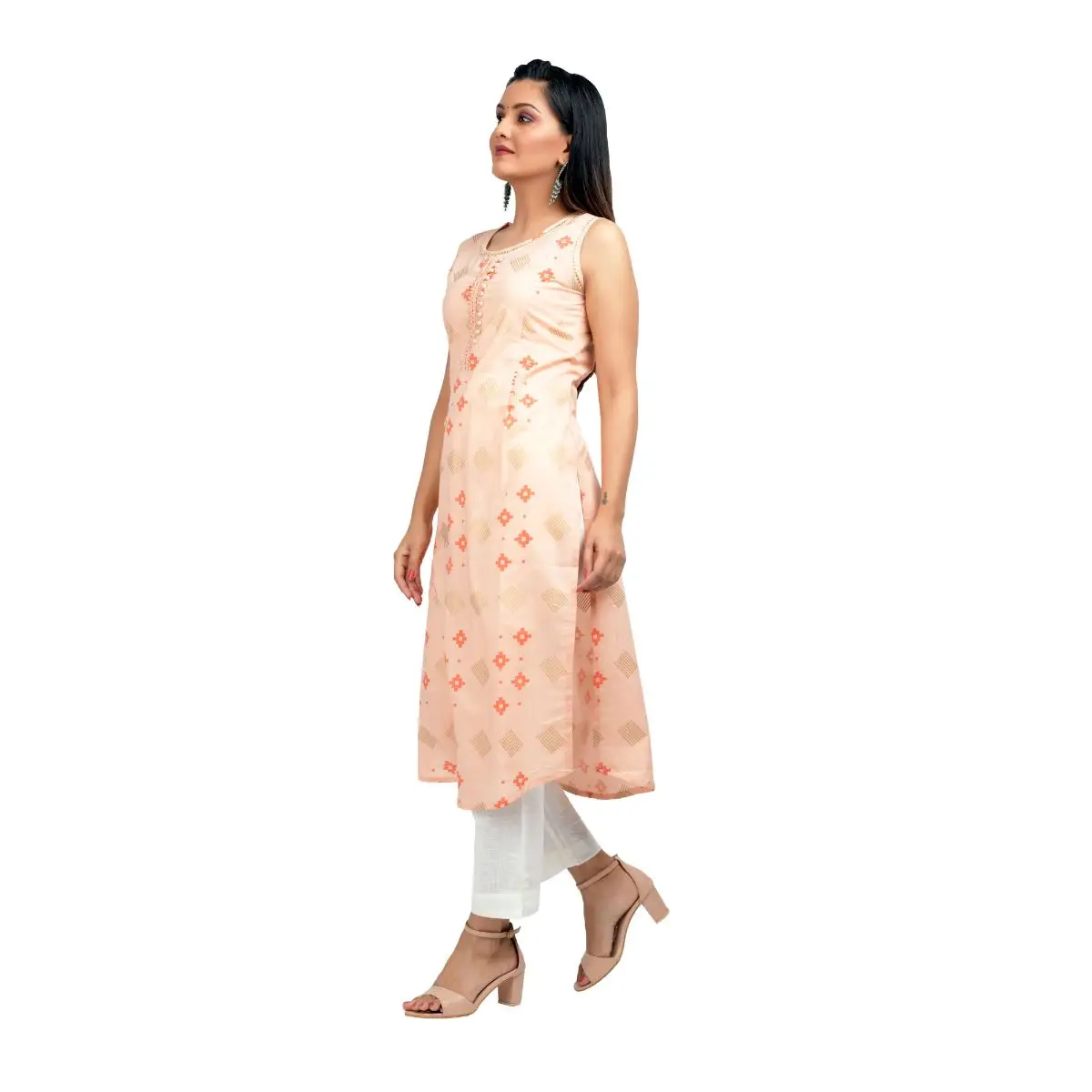 Индийская Женская Одежда Kurtis туника с ручным принтом хлопковая Курта повседневная одежда для женщин