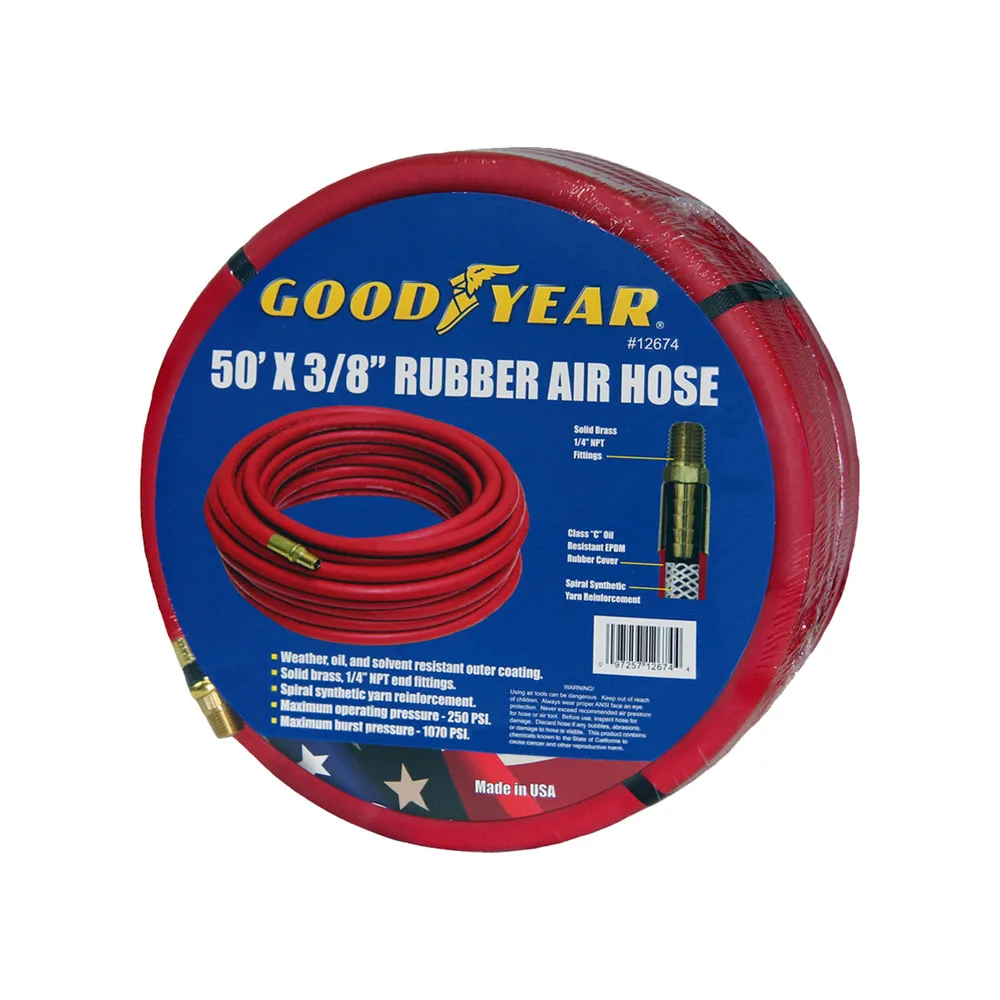 Красный резиновый воздушный шланг Goodyear 50 футов x 3/8 дюйма 250 фунтов на кв. дюйм