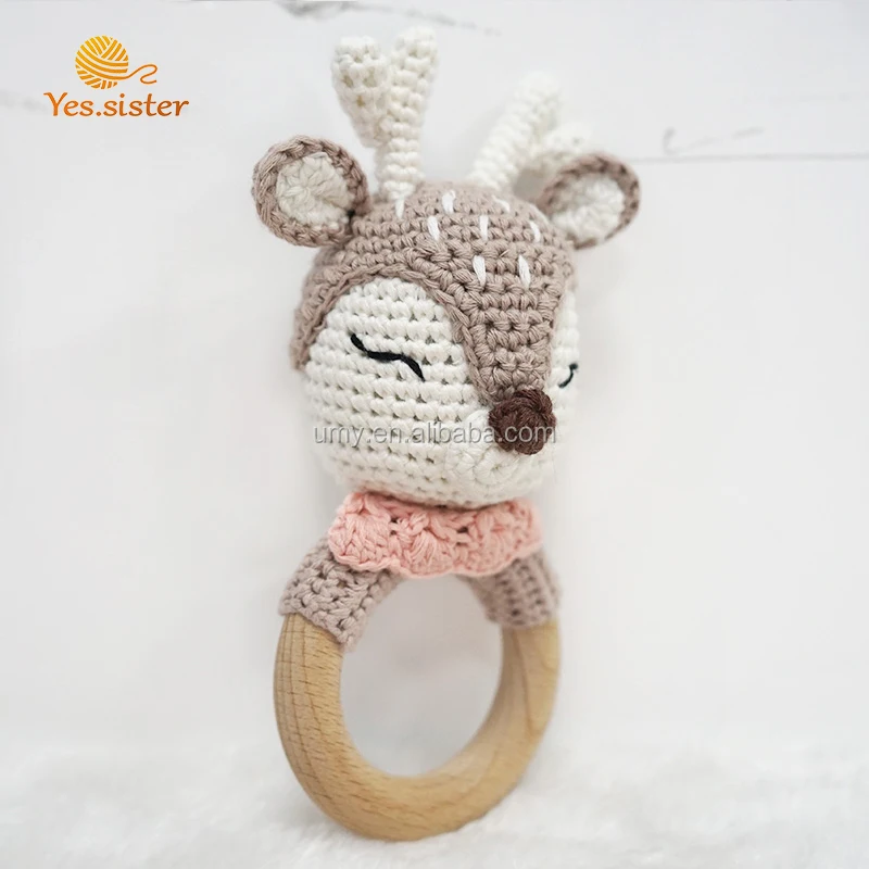 Кукла из натурального плетеного крючком лиса амигуруми, детская игрушка-кольцо для прорезывания зубов