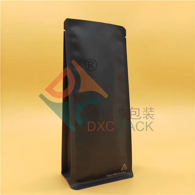
250g green recyclable mono PE coffee bag with valve 