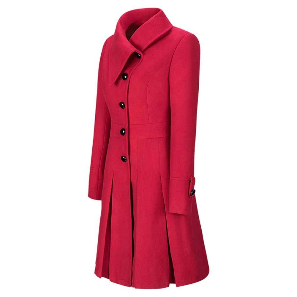 High Quality Wool Blended Classic Ladies Slim Fit Winter Style Fashion Coats Woman