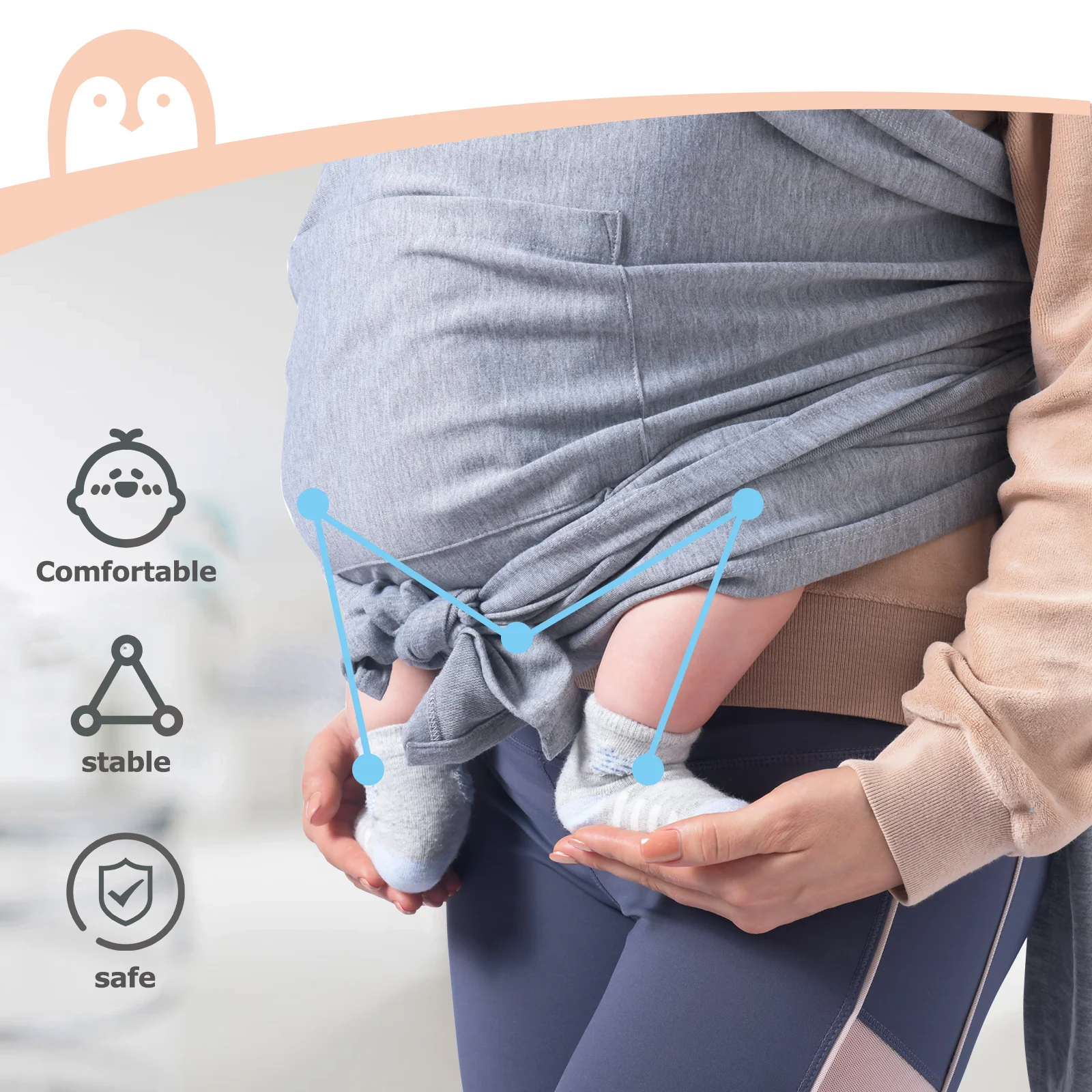 Momcozy adjustable cotton ergonomic wrap ring sling baby carrier