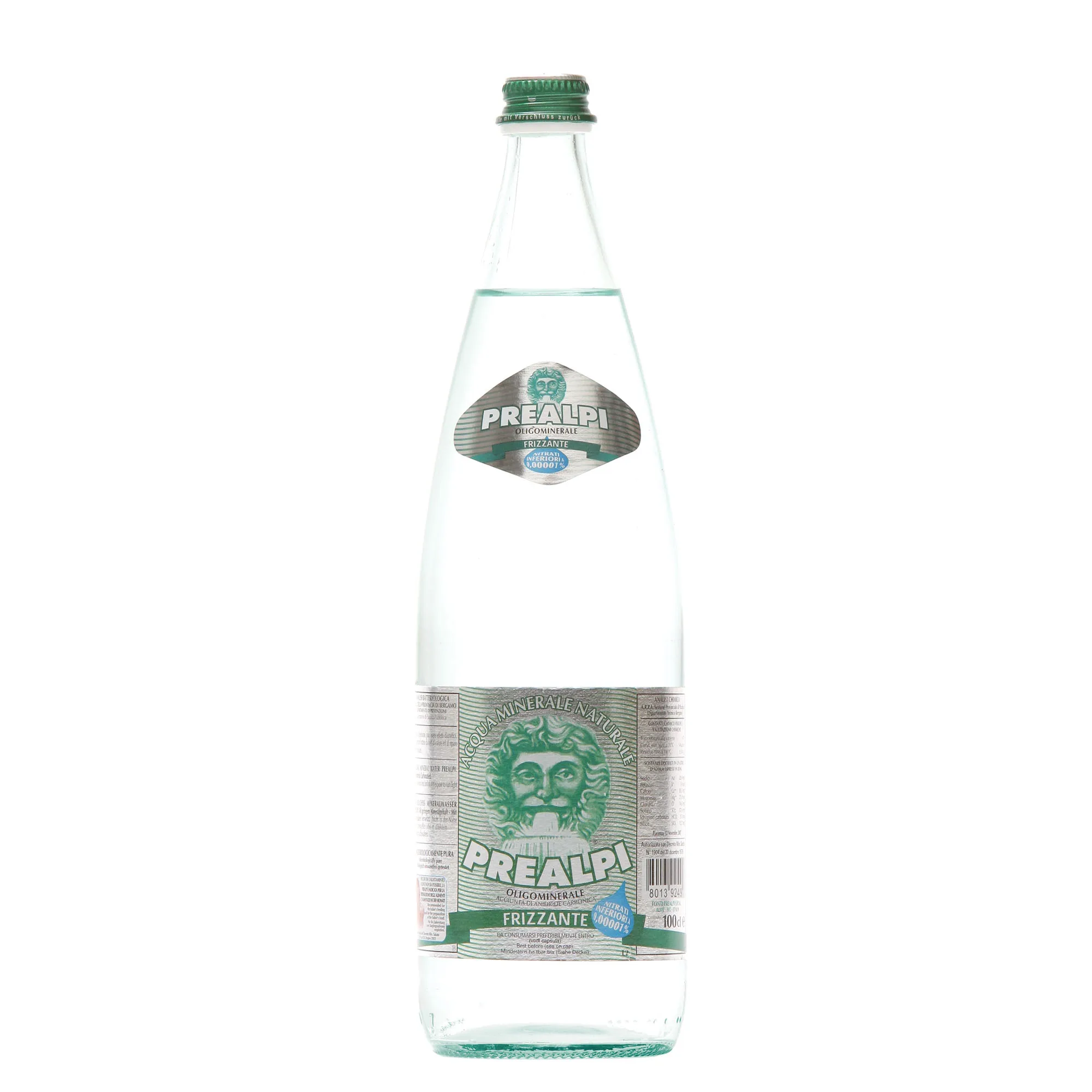 cl. 100 Glass Bottle Prealpi SPARKLING water Natural Mineral water