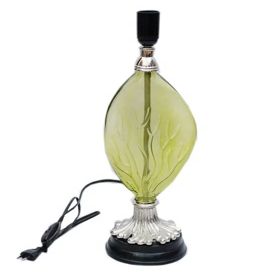 Modern Designer Glass Crystal Table Lamp with round Novelty Shade PC & Brass Body LED Light Battery Power for Room & Study Decor