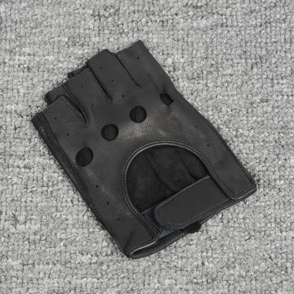 Перчатки мужские из натуральной оленьей кожи митенки без пальцев для вождения