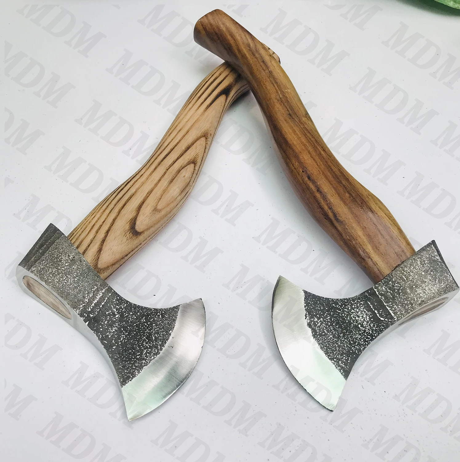 Handmade Custom Pair of High Carbon Steel Tomahawk Hatchet Axes Damascus Axe Heads with Ball Hammer for Camping
